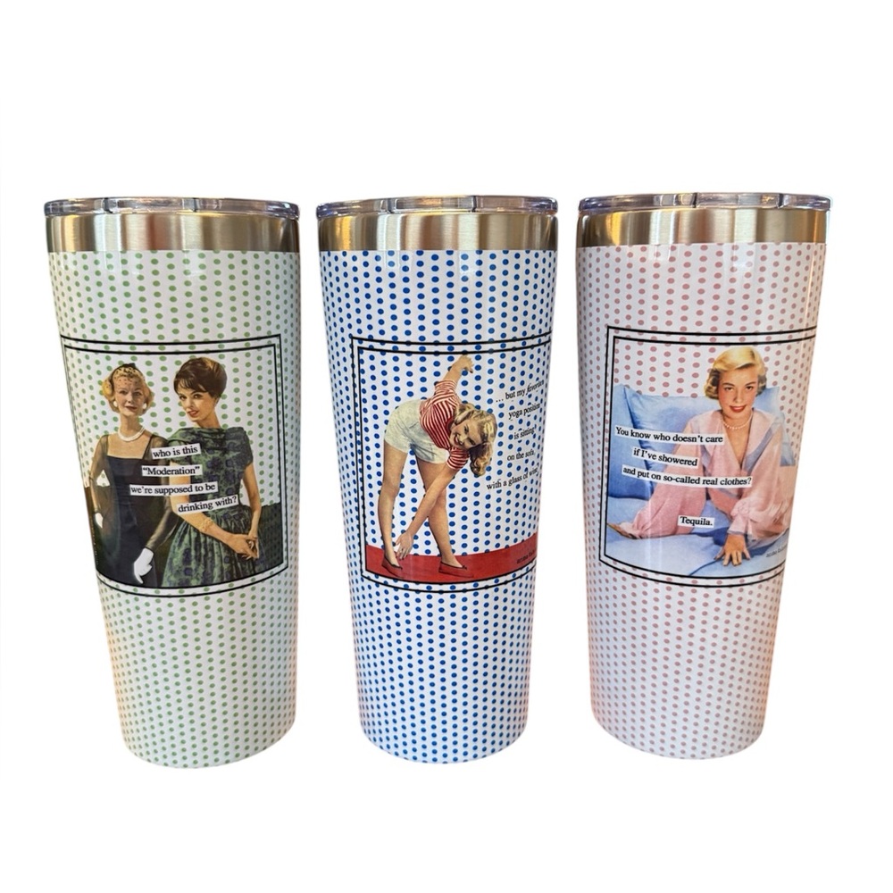 Humorous Retro Polka Dot Stainless Steel Tumbler - Choose 1